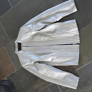 Bradley Bayou Silver Genuine Leather Biker Jacket